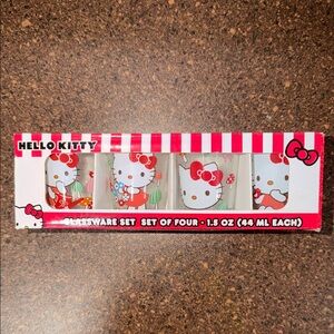 Hello Kitty Red & White Shot Glass Set - Four Glasses